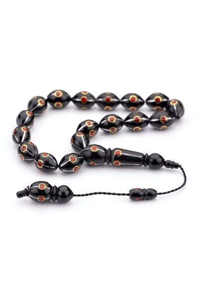 TESBİHKENTİ Mărgele de rugăciune detaliate din piatră de coral de 17 bucăți