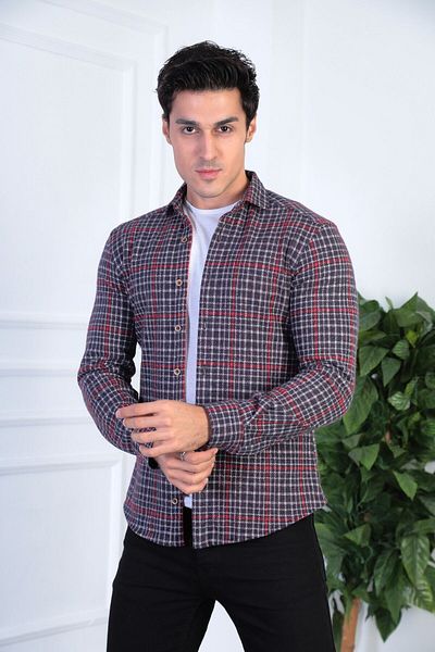 jack carisma Гъвкава и удобна мъжка карирана риза Lumberjack - Slim Fit трикотажна риза