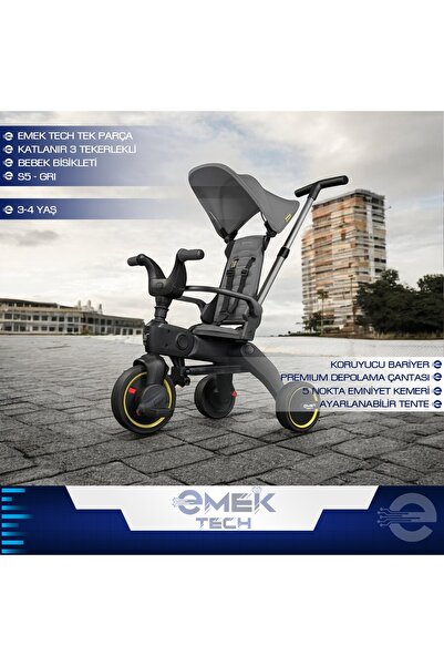 PİNK İTHALAT Tek Parça Katlanır 3 Tekerlekli Bebek Bisikleti