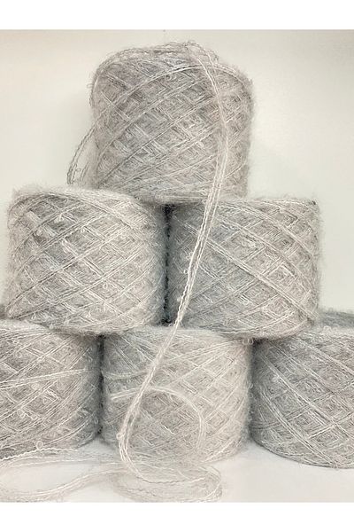 göçer Moheracrylic boucle χρώματος ανοιχτό γκρι οπτικό δίχτυ 600γρ