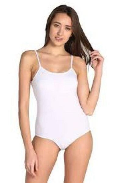KEYAL Tutku Women's White 2-Pack Rope Strap Lycra Hooked Snap Fastener Bodysuit
