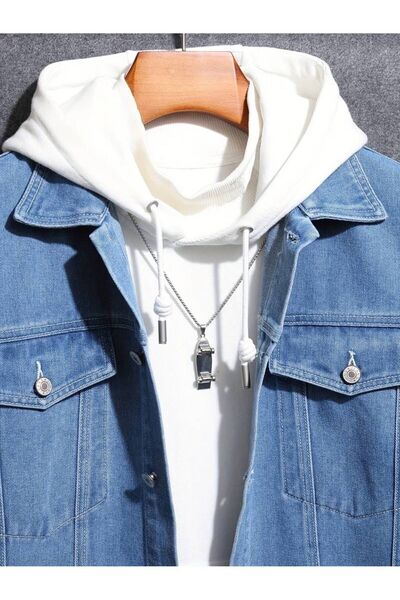Cuqq Denim Erkek Açık Mavi Slim Fit Kot Ceket