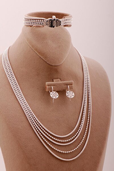 Sümer Telkari Yaşam Çiçeği Toplu Hasır Tasarım Gümüş Set 2717