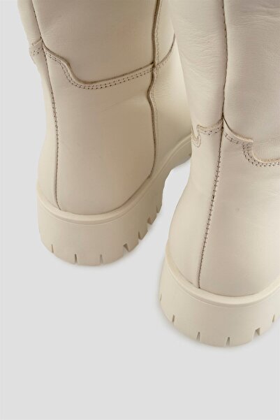 sovrana Πραγματικές Δερμάτινες Μακριές Μπότες Μπεζ