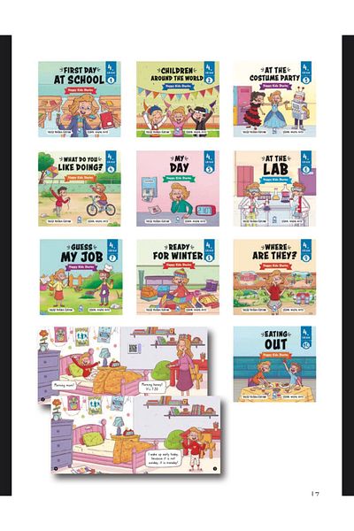Mavi Kirpi Happy Kids Stories 4. Classroom English Stories (10 Books+24 Pages Each+Activated+Audio Support)