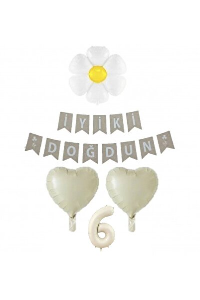 DÜVENCİ TİCARET SET BALON DE VÂRSTĂ CREAM FOLIE DE CULOARE PAPATYA