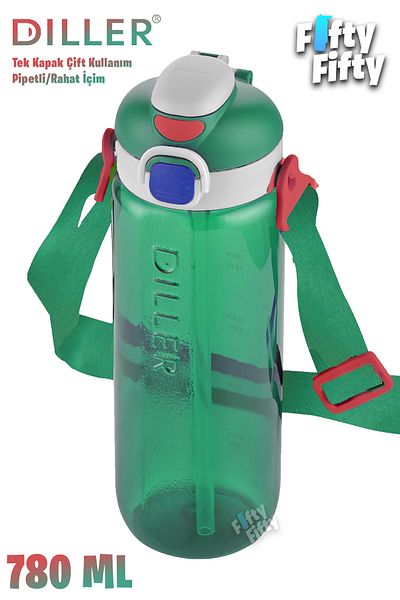 DILLER 780 ml Single Lid Double Use Tritan Water Bottle With/Without Straw Strap-D68Dillertritan780