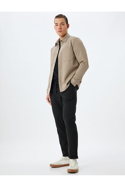 Koton Long Sleeve Shirt Pocket Detailed Snap Button Viscose Blended