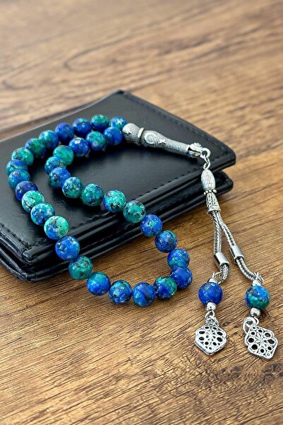 TESBİHKENTİ Mărgele de rugăciune naturale Azurit Ceyt de 8 mm