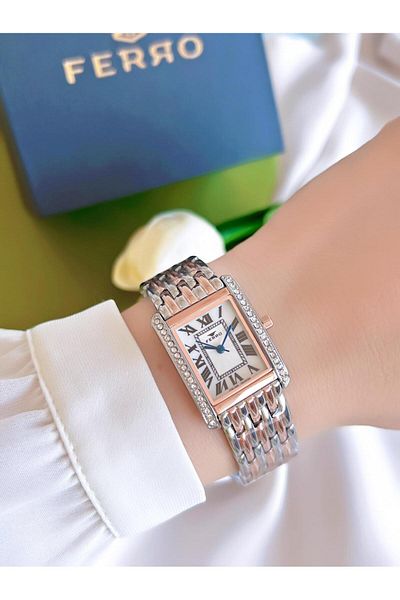 FERRO 3 Atm Water Resistant Ion Coated Steel Cord Women's Wristwatch and Bracelet - Bfl21483-Ex