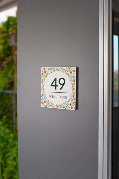 Morimora Çiçek Motifli Kişiye Özel Kapı Numarası ve Kapı isimliği