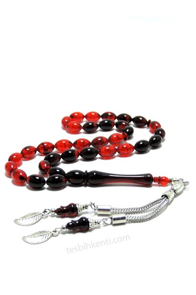 TESBİHKENTİ Mărgele de rugăciune acrilice pestrițe roșii negre
