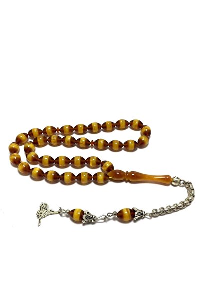 TESBİHKENTİ Set de 3 mărgele de rugăciune cu pește de chihlimbar pudră și set...