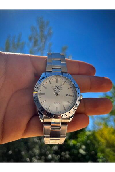 Gold Power Model Luxury Steel Silver Calendar Men's Wrist Watch