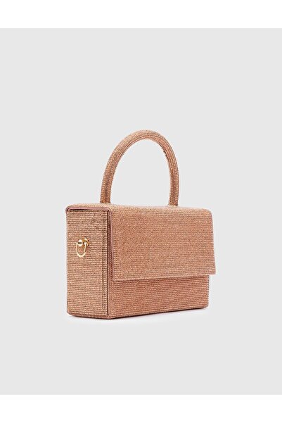 İLVİ Yayoi Kadın Portföy Çanta Bronz Renk Taşlı