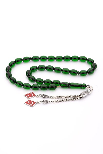 TESBİHKENTİ Emerald Green Stylish Stylish Shooting Fire Amber Prayer Beads