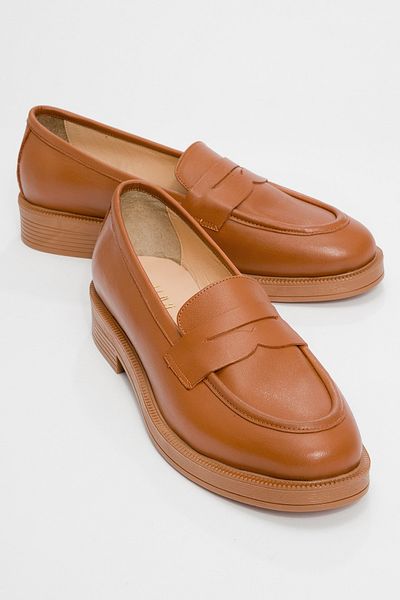 LuviShoes PLINE Tan Skin Damen-Loafer-Schuhe aus echtem Leder
