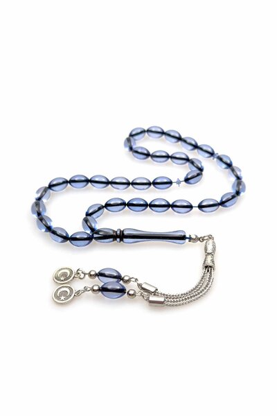 TESBİHKENTİ Mărgele de rugăciune de chihlimbar cu pulbere de culoare albastru...