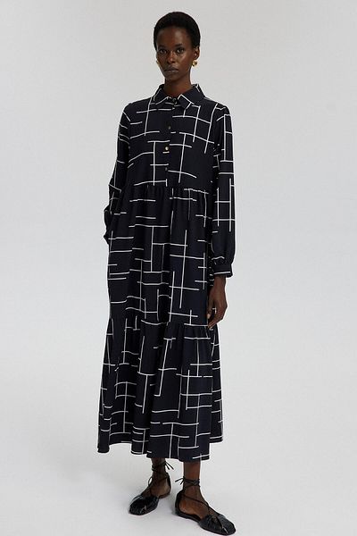 Touché Privé Seersucker-Kleid mit Hemdkragen