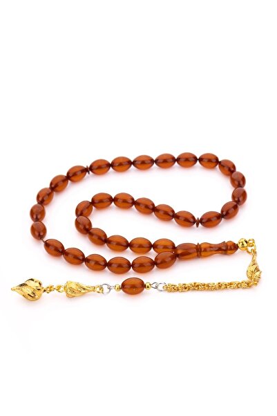 TESBİHKENTİ Honey Color and Yellow Tassel Great Match Dice Amber Prayer Beads