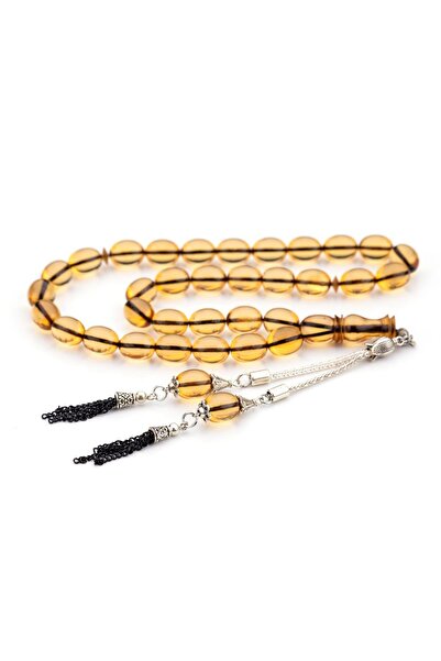 TESBİHKENTİ Mărgele de rugăciune de chihlimbar de foc, cu granule mari, galbe...