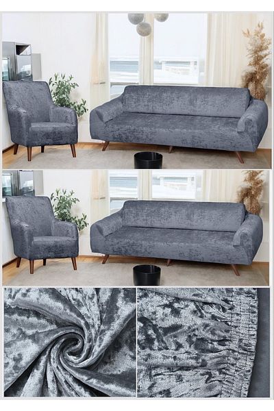 BTF HOME seT of 4 sofT and ElasTic velveT seaT Cover and Cover - Washable LinT-repellenT