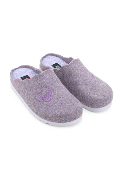 GEZER Women's Winter Embroidered Heart Design Comfortable Sole Home Garden Slippers