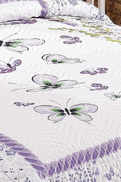FAVORA Lalin Quilted Double Bedspread Set - Lilac