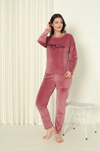SEBOTEKS Soft Textured Velvet Women's Pajamas Set 20820