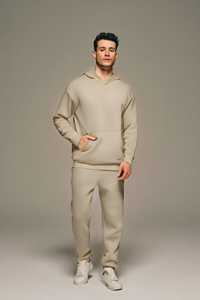 YAKAMEL Men's Casual Hooded Basic Tracksuit Set - Cotton, Loose Fit, 3 Thread