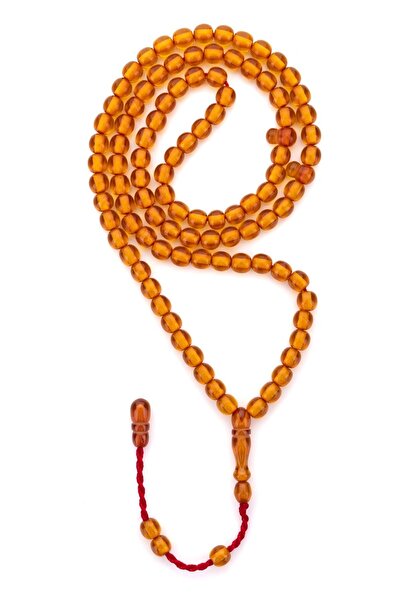 TESBİHKENTİ مسبحة برتقالية مكونة من 99 قطعة من العنبر الناري