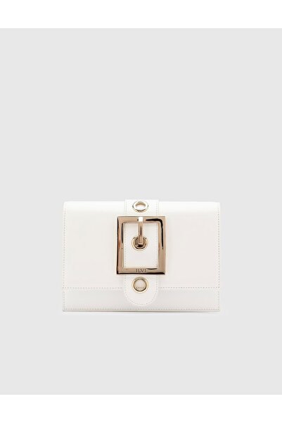 İLVİ Jamie Women's White Genuine Leather Shoulder Bag