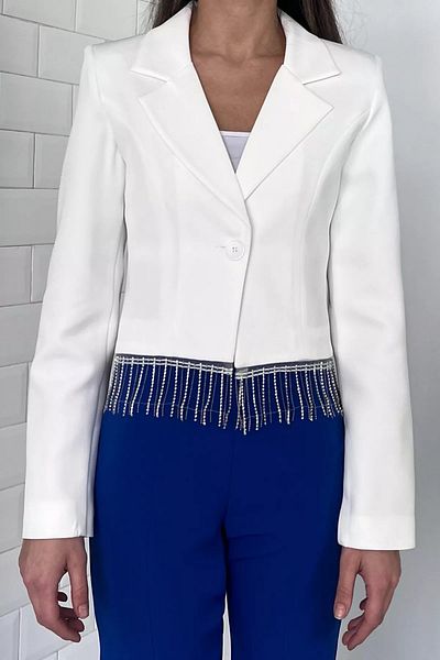 GÜLSELİ Κρεμ γυναικείο μπουφάν Stone Crop Blazer