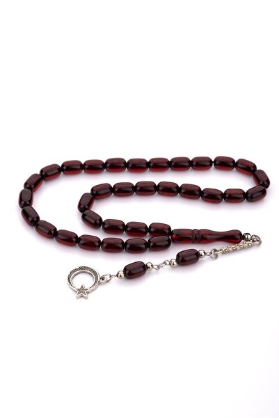 TESBİHKENTİ مسبحة صلاة من العنبر للاستخدام اليومي باللون الأحمر الداكن