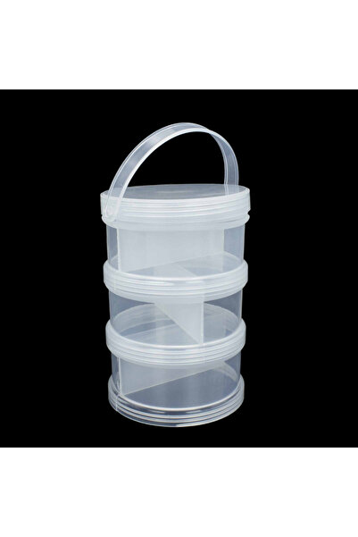 bidoluhobi Кутия за мъниста, 3 броя, кръгла