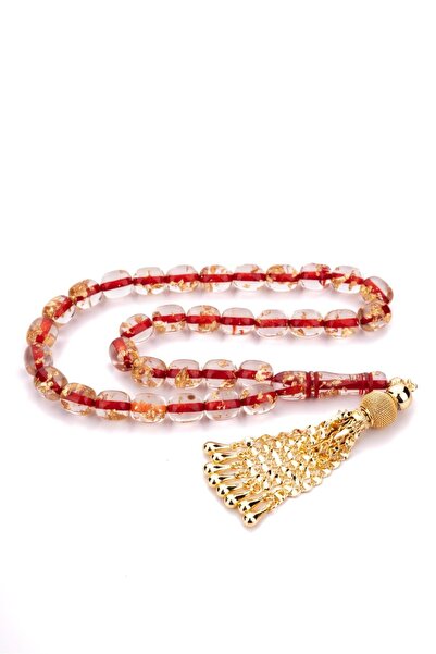 TESBİHKENTİ Mărgele de rugăciune de chihlimbar cu pulbere de aur cu ciucuri r...