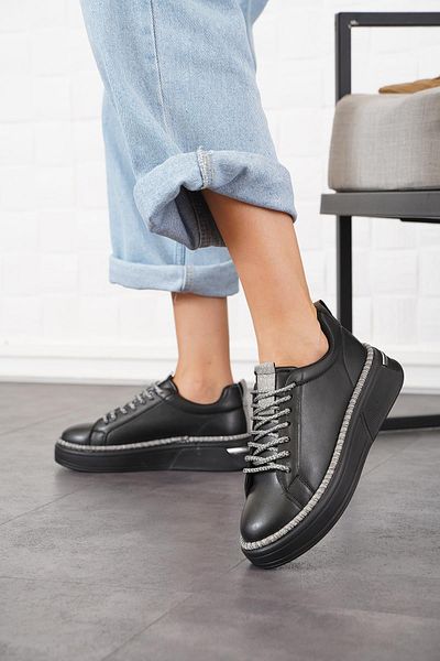 Moda Pie Pantofi sport de damă cu talpă cu sclipici negre
