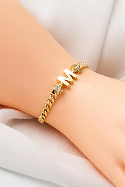 Bilezikci 14 Ayar Altın M Harfli Bileklik