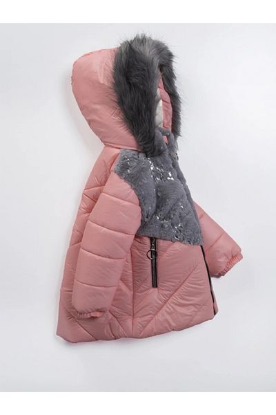 MDM 2-9 Years Baby Girl and Child Hooded Plush Puffer Jacket - Long Zippered, Quilted Fabric with Pockets