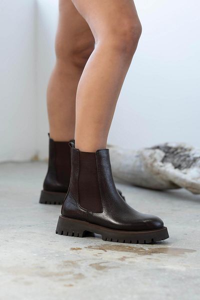 sovrana Rubber Detailed Genuine Leather Boots Bitter Brown