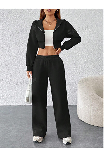 yx yustex sport Pantaloni de trening negri, cu croială lejeră și potrivire pe...