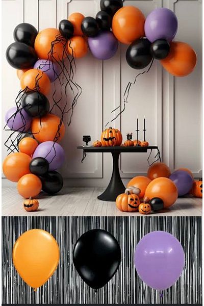 Deniz Party Store Orange Black Lilac - Mini Balloon Chain Set Halloween