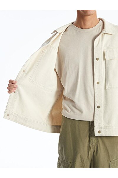 LC Waikiki LCW Casual Ekru Rahat Kalıp Erkek Jean Ceket