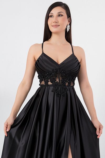 PULLIMM Satin Strap Floral Patterned Dress - Ecr4981