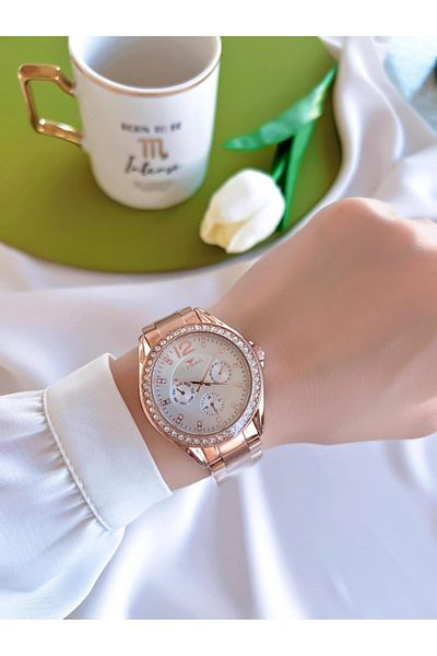 FERRO 3 Atm Water Resistant Ion Coated Steel Cord Women's Wristwatch and Bracelet - Bfl21140Fe