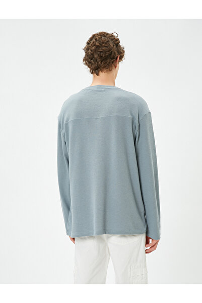 Koton Long Sleeve T-Shirt Slogan Embroidered Crew Neck