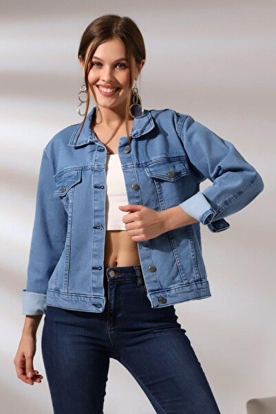 ASİLA DÜZ KISA LİKRALI KOT CEKET