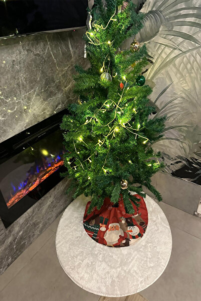 DEKOMOD Yılbaşı Çam Ağacı Altı Ayak Örtüsü Yıkanabilir Kumaş Cırtlı 65x65