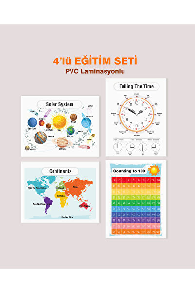 Ayışığı Dizayn İngilizce Okul Öncesi - Ilköğretim Çocuk Eğitim Seti-6 Pvc Lam...