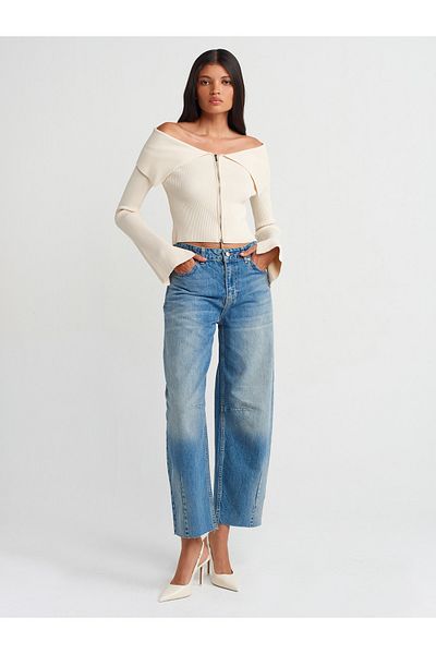 Dilvin 71716 Blue Denim Trousers - Seamless Cuffed